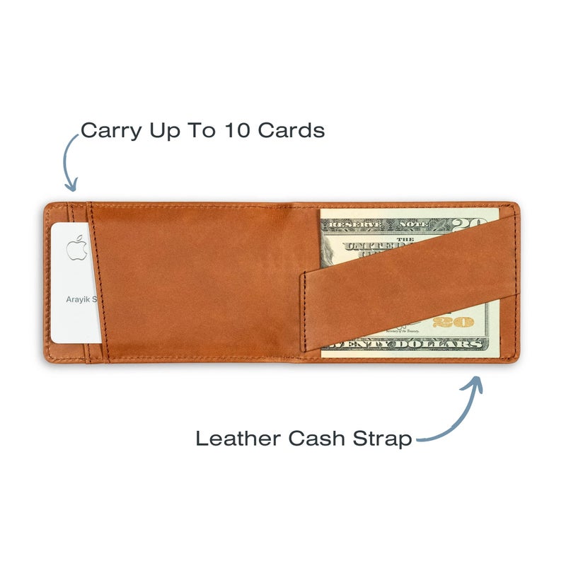 Andar Leather Slim RFID Blocking Minimalist Bifold Wallet with Money Clip made of Full Grain Leather - The Ranger (Tan) - Image 3